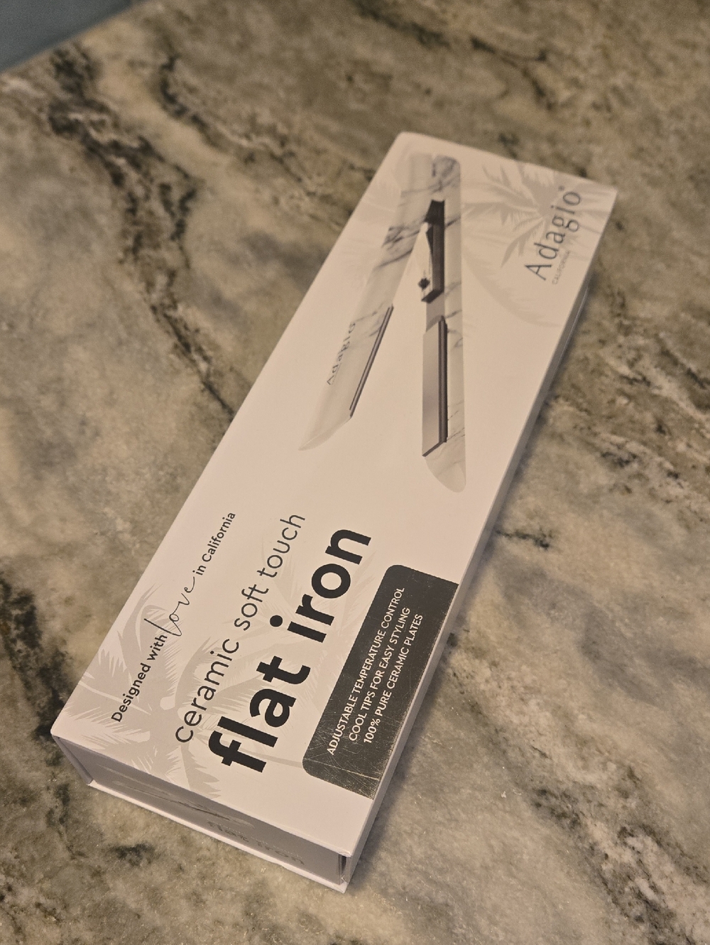 Adagio Ceramic Soft Touch Flat Iron - White